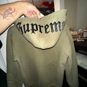 Supreme Khaki Zip-Up Hoodie